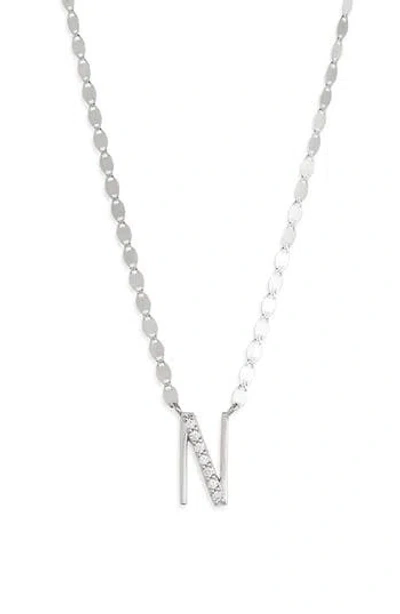 Lana 14k White Gold Diamond Initial Pendant Necklace In Metallic