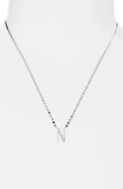 Lana 14k White Gold Diamond Initial Pendant Necklace In Metallic