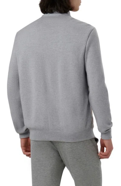 Bugatchi Quilted Suede Panel Sweater Jacket In Gray