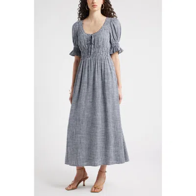Chelsea28 Gingham Smocked Waist Maxi Dress In Gray