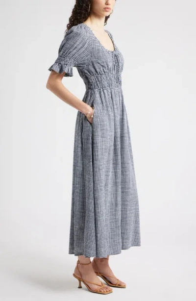 Chelsea28 Gingham Smocked Waist Maxi Dress In Gray
