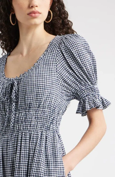 Chelsea28 Gingham Smocked Waist Maxi Dress In Gray