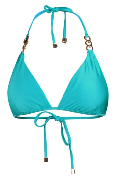 L'agence Annabelle Shimmertriangle Bikini Top In Blue