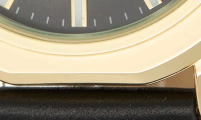 Perry Ellis Solar Faux Leather Strap Watch, 42mm In Gold