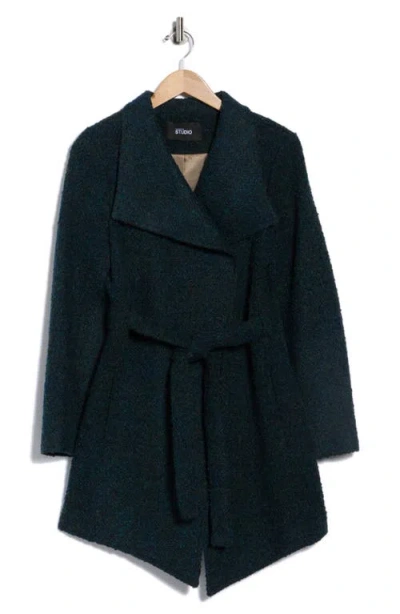 Fleurette Bouclé Wrap Coat In Green