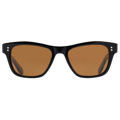 Mr Leight Mr. Leight Damone S Polarized Mojave Brown Premium Glass Square Unisex Sunglasses Ml2048 Bk-gm/mojbr In Black