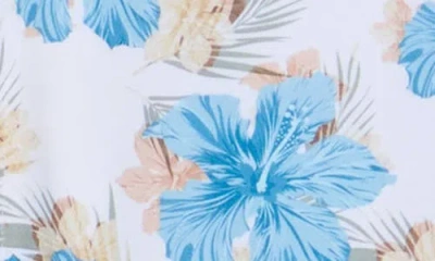 Construct Hibiscus Short Sleeve Button-up Shirt In White