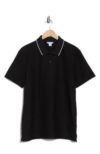 Calvin Klein Thin Stripe Knit Polo In Black