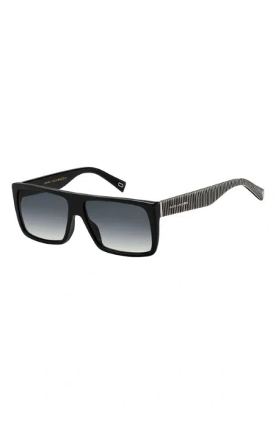 Marc Jacobs Icon 57mm Gradient Rectangular Sunglasses In Black