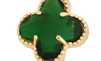 Panacea Crystal Clover & Teardrop Huggie Hoop Earrings In Green