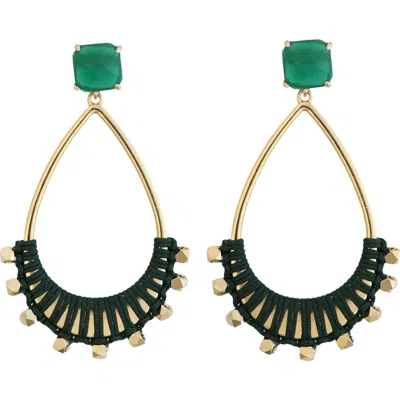 Panacea Green Wrapped Teardrop Earrings In Black