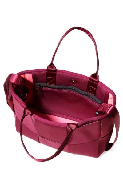 Pop Ups Brand Water Resistant Woven Neoprene Mini Tote Bag In Burgundy