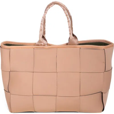 Pop Ups Brand Water Resistant Woven Neoprene Large Tote Bag In Neutral