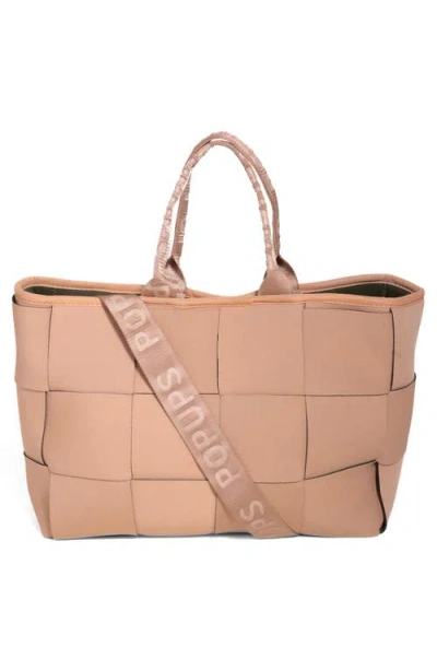 Pop Ups Brand Water Resistant Woven Neoprene Large Tote Bag In Neutral