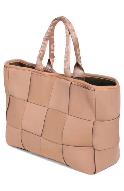 Pop Ups Brand Water Resistant Woven Neoprene Large Tote Bag In Neutral