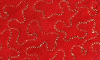 Tiramisu Embroidered Snowflake Set Of 4 Linen Cocktail Napkins In Red