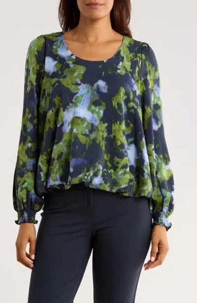 Patrizia Luca Smoke Long Sleeve Top In Blue