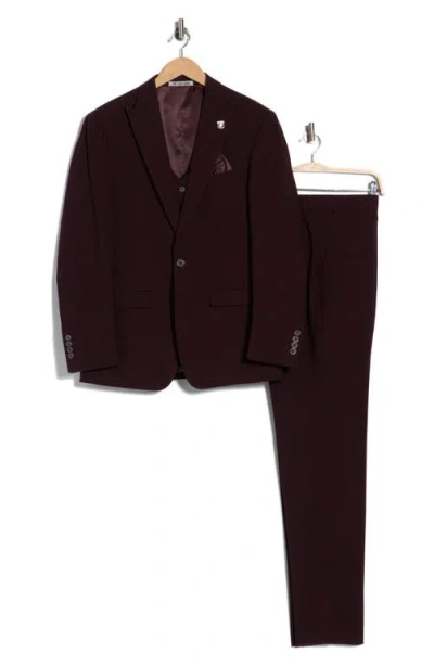 Zegarie Tatersall Mélange 3-piece Suit In Burgundy