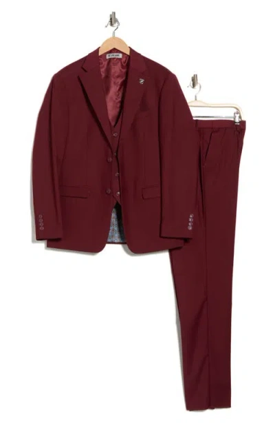 Zegarie Stretch 3-piece Suit In Burgundy