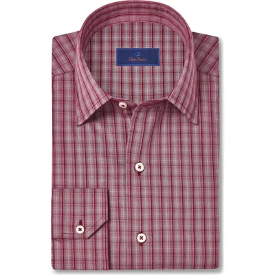 David Donahue Twill Check Sport Shirt In Red