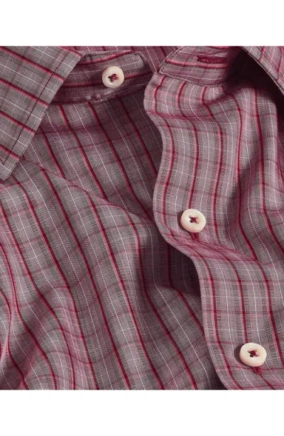 David Donahue Twill Check Sport Shirt In Red