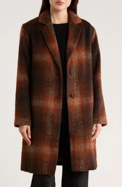 Lucky Brand Plaid Single Breasted Coat In Multi