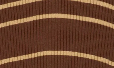 Moon River Stripe Quarter Zip Midi Dress In Brown