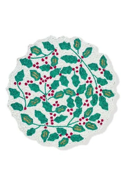 Tiramisu Holly Set Of 3 Beaded Placemats In Green