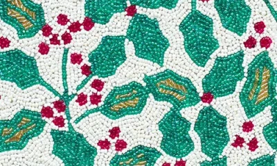 Tiramisu Holly Set Of 3 Beaded Placemats In Green