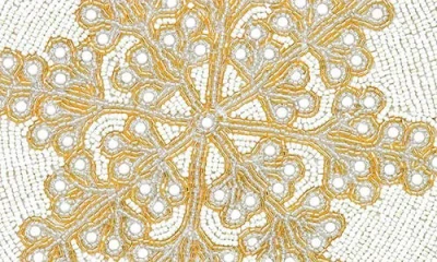 Tiramisu Gilded Snowflake Set Of 3 Beaded Placemats In Neutral