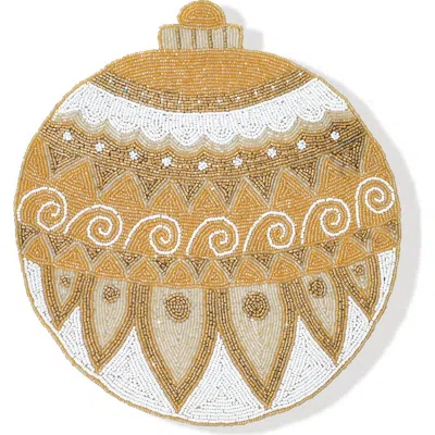 Tiramisu Golden Ornament Set Of 3 Beaded Placemats In Brown