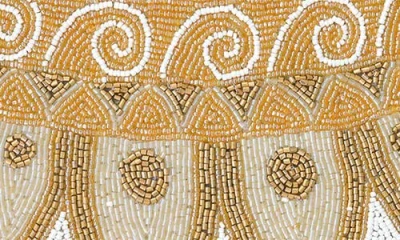 Tiramisu Golden Ornament Set Of 3 Beaded Placemats In Brown