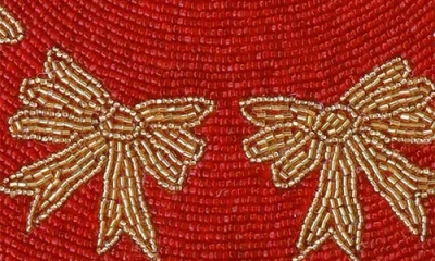 Tiramisu Holiday Bow Set Of 3 Beaded Placemats In Red