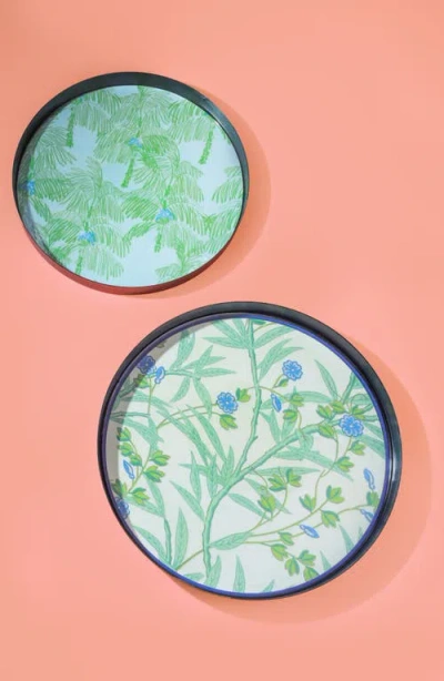 Tiramisu Savanna Pop Set Of 2 Metal Trays In Green