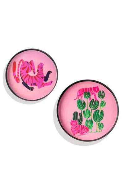 Tiramisu Savanna Pop Set Of 2 Metal Trays In Pink