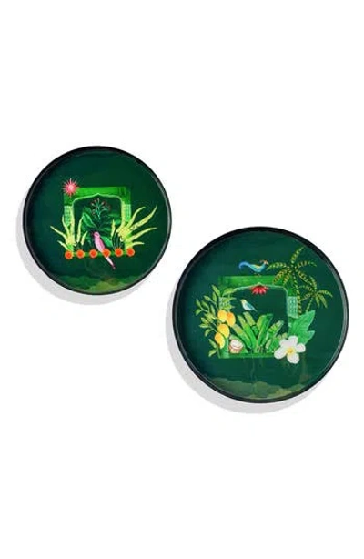 Tiramisu Set Of 2 Marigold Haven Metal Trays In Green