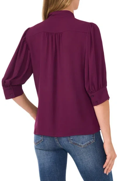 Cece Puff Sleeve Button-up Shirt In Purple