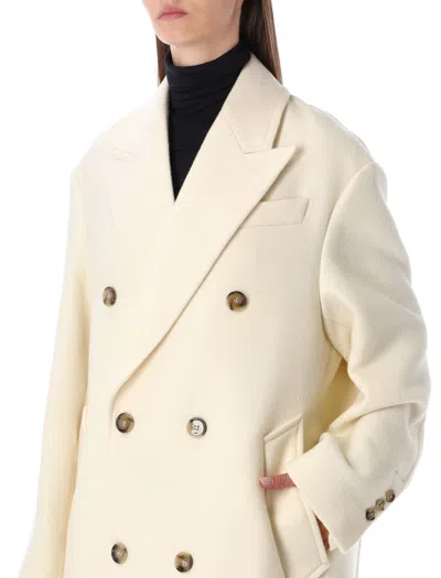 Ami Alexandre Mattiussi Ami Paris Ami Paris Wool Double-breasted Long Coat In Neutral