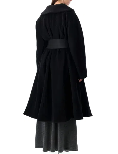 Balenciaga L-blend Cloth Coat With Belt In Black