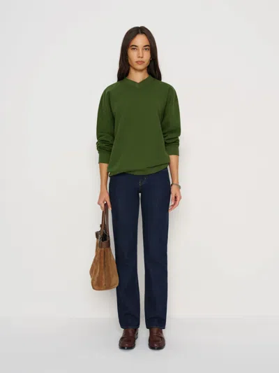 Reformation Bowie V Neck Sweatshirt In Green