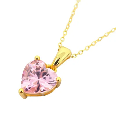 Harfi Women's Pink / Gold Rose Quartz October Birthstone Love Heart Necklace In Multi