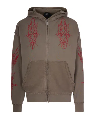 44 Label Group Ewigkeit Reverso Zip Green Sweatshirt In Brown