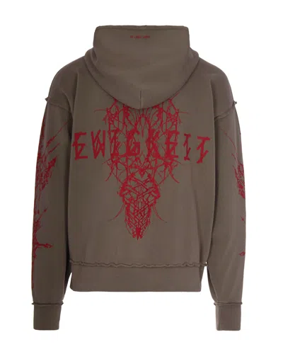 44 Label Group Ewigkeit Reverso Zip Green Sweatshirt In Brown