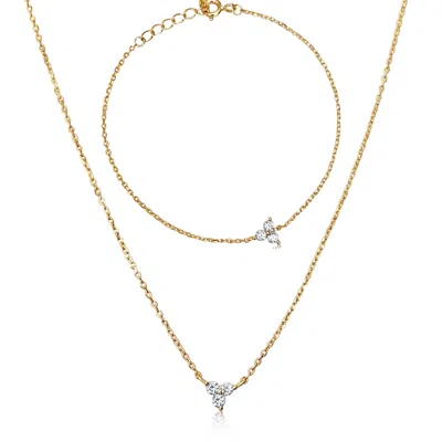 Mg Jewelry Women's Gold / White Mini Lotus Duo In Multi