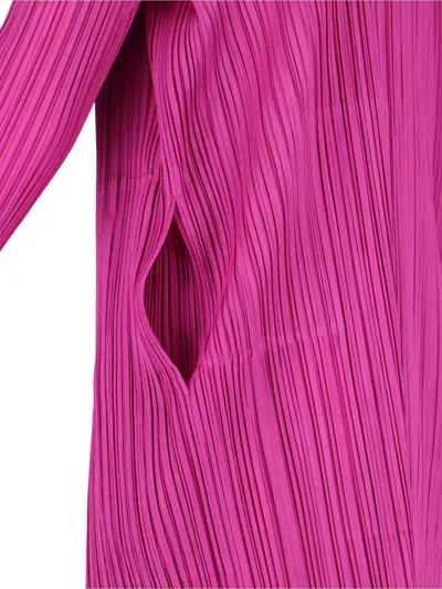 Issey Miyake Long Plissé Cardigan In Purple