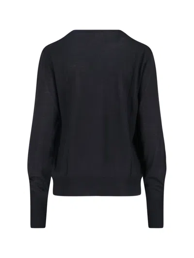 Ma'ry'ya Classic Black Knit Sweater With Round Neckline In Black