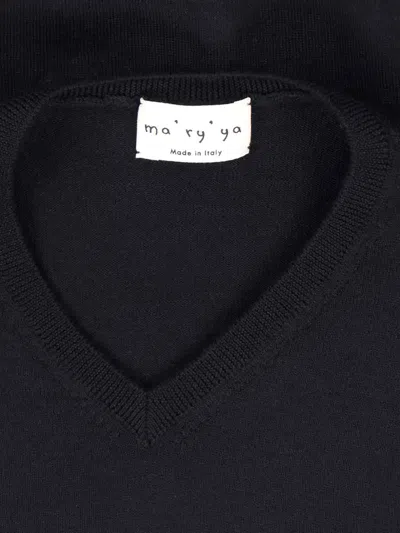 Ma'ry'ya Classic Black Knit Sweater With Round Neckline In Black