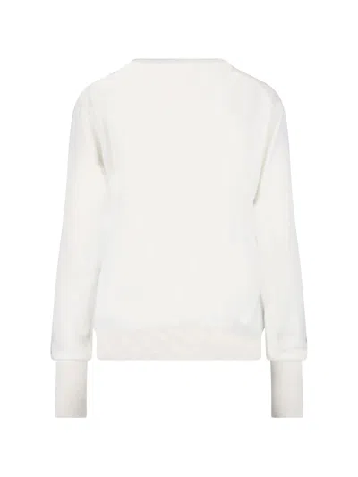 Ma'ry'ya Minimalist White Sweater With Classic Fit And Round Neckline In White