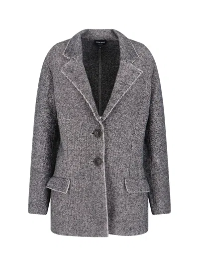 Giorgio Armani Tailored Grey Jacket With Structured Collar And Modern Design In Gray