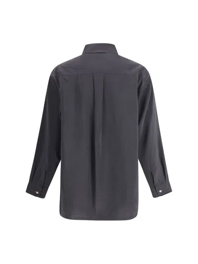 Lemaire Convertible Collar Shirt In Gray